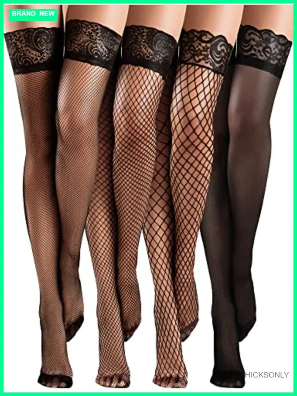 Fishnet Thigh High Stockings Lace Silicone Top Sheer Over Knee